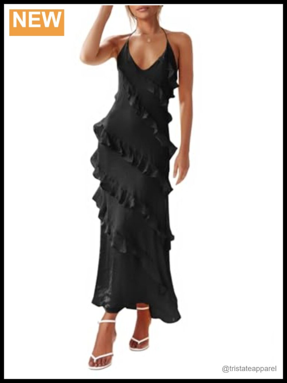 Womens Chiffon Halter Maxi Dress Sleeveless Backless Party Dress